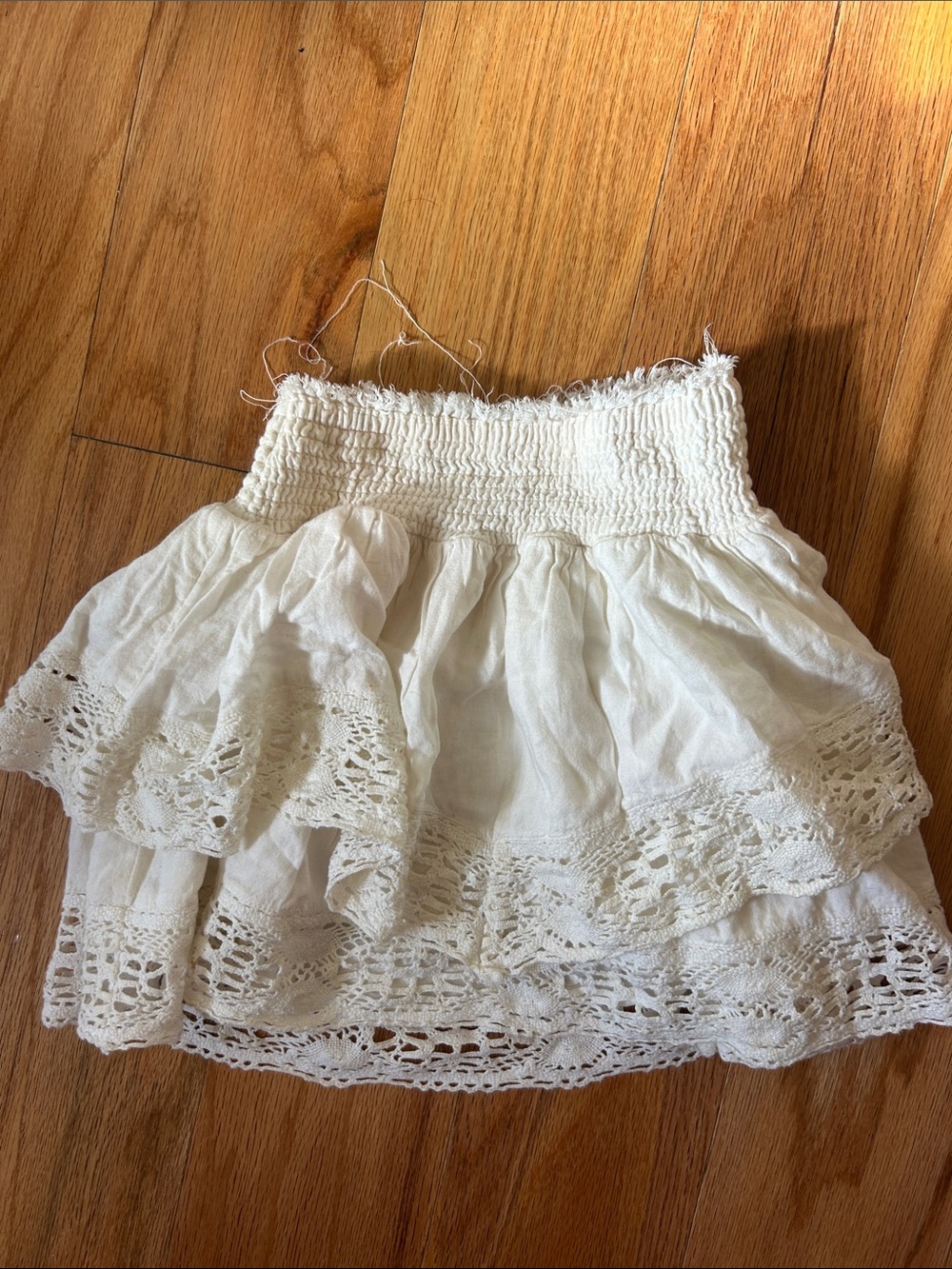 Urban Outfitters White Tiered Crochet Hem Skirt